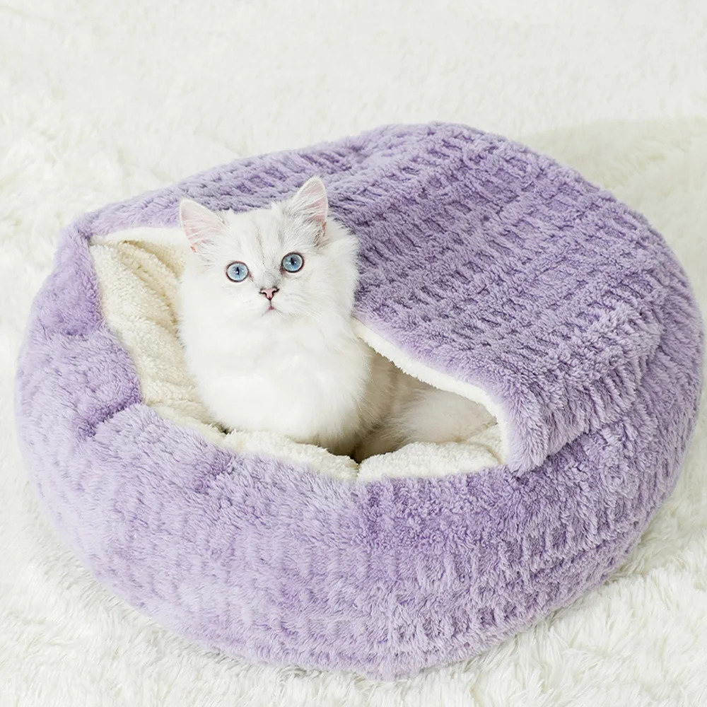 Super warm bed thick cotton house cave pet sleeping cat mat mini dog Chihuahua nest 241115
