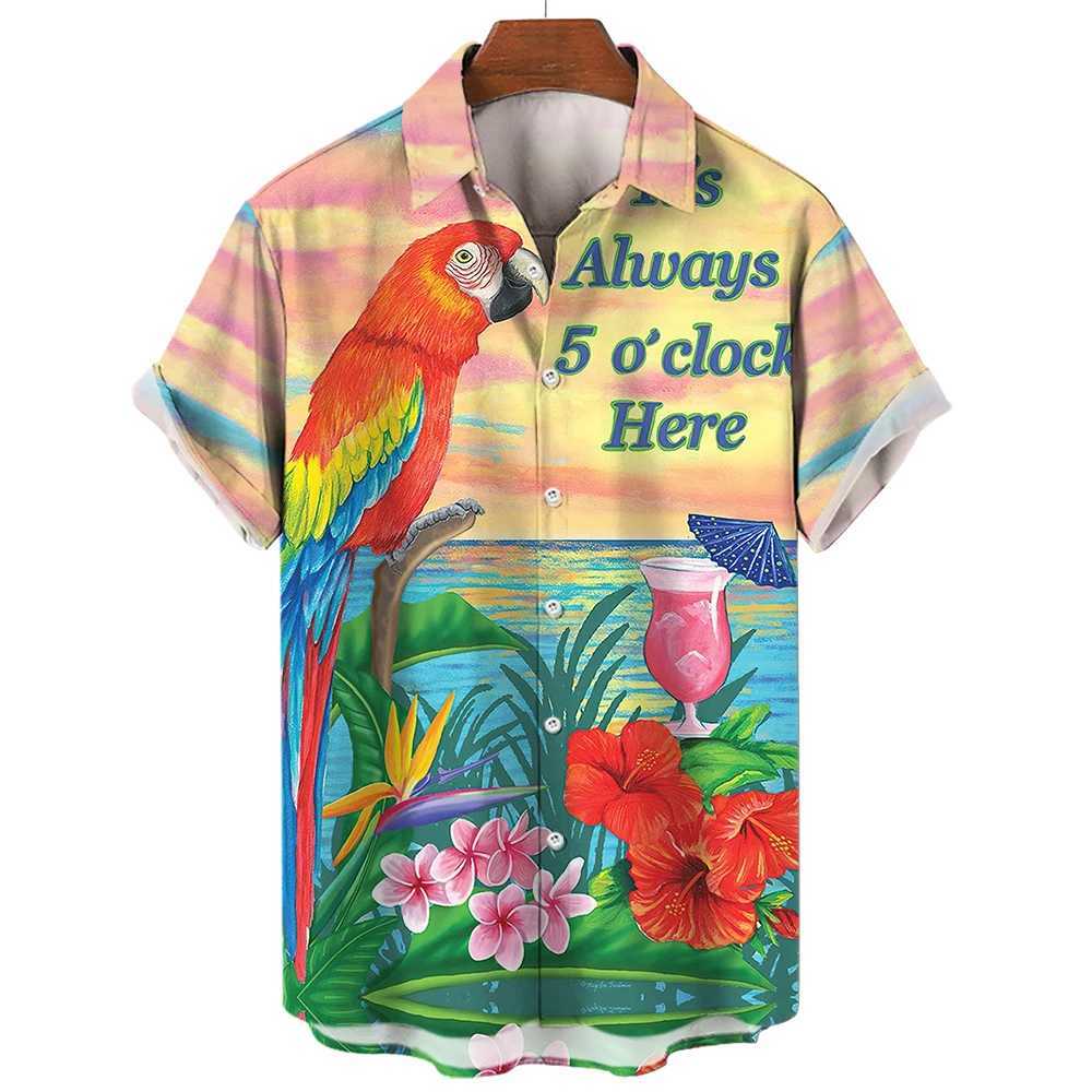 Men's Casual Shirts Summer Shirt Hawaiian For Men Beach Vacation Short Sleeve Tops Mens Blouse Fashion Camisas De Hombre Clothing XL 240416