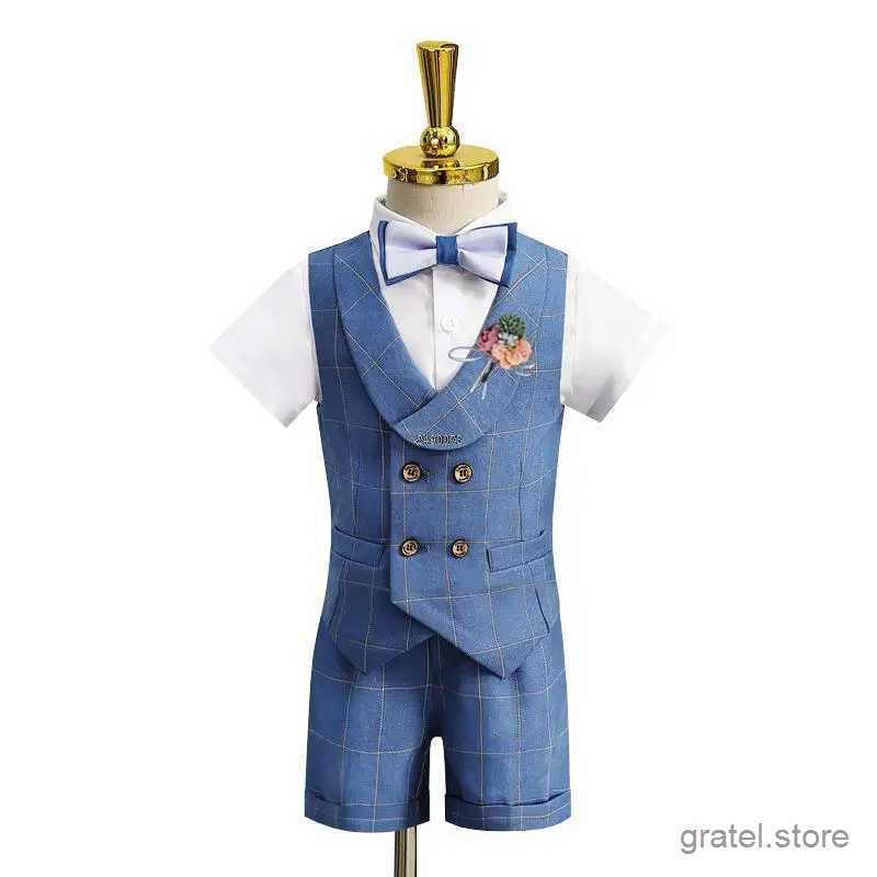 Suits Baby Boys Summer Wedding Dress Children Birhtday Photograph Suit Kids Fromal Blazer Set School Child Performance Party Costume