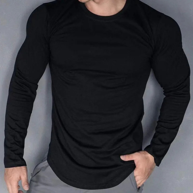 Mens Autumn And Winter Running Sports Fitness Base Tshirt White Leisure Style Long Sleeved Slim 241115