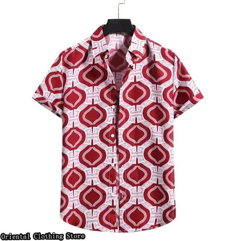 Men's Casual Shirts Hawaiian short-sleeved mens summer shirt 3D printed flower outdoor vacation casual clothing comfortable and breathable 240416