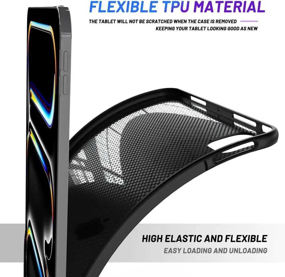 High Quality IPad Pro 13 (2024) M4 13 inch A2925 A2926 A3007 Funda black soft TPU silicone shockproof cover O241115