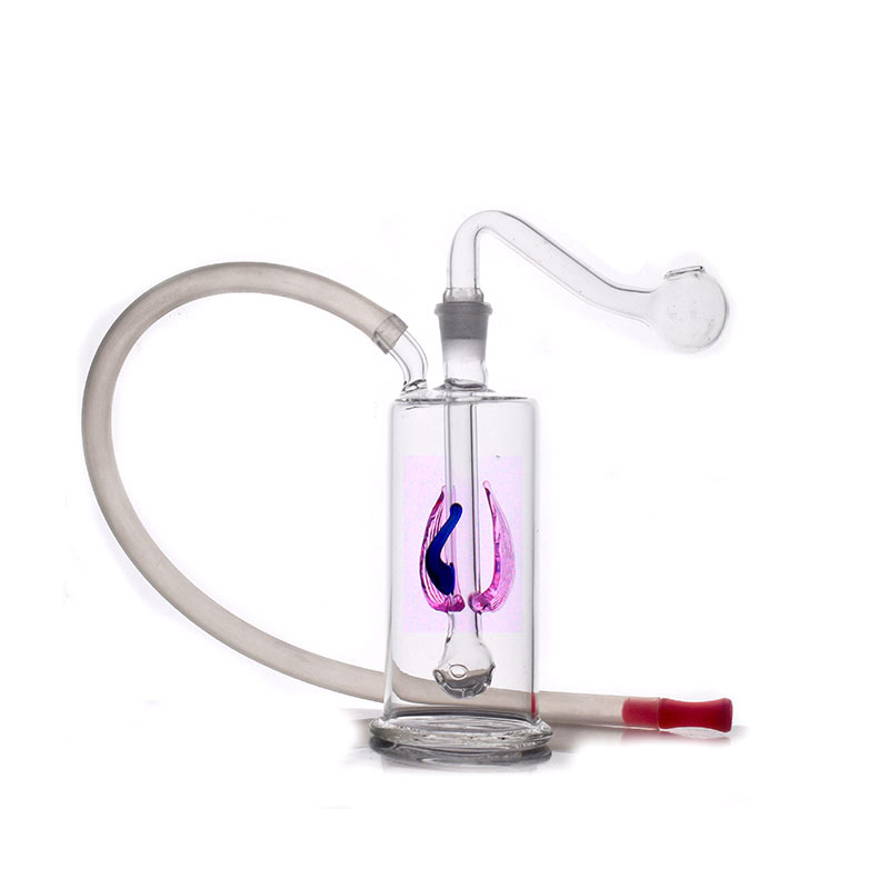 2pcs 10mm Mini Glass Oil Burner Bong Round Bongs Ash Catcher Hookah Pipe with Male Glass Oil Burner Pipe and Silicone Hose