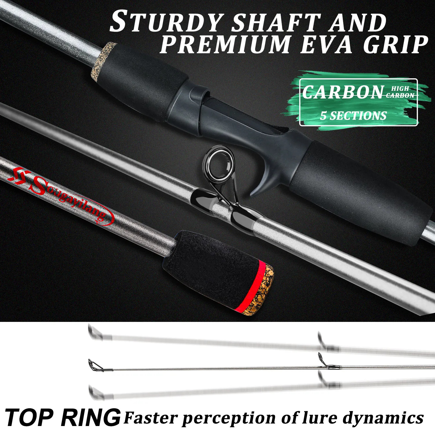 Sougayilang Fishing Rod Combo 17m Carbon Fiber Casting and Baitcasting Reel with Free Pe Line Max Drag 10kg for Bass 241115