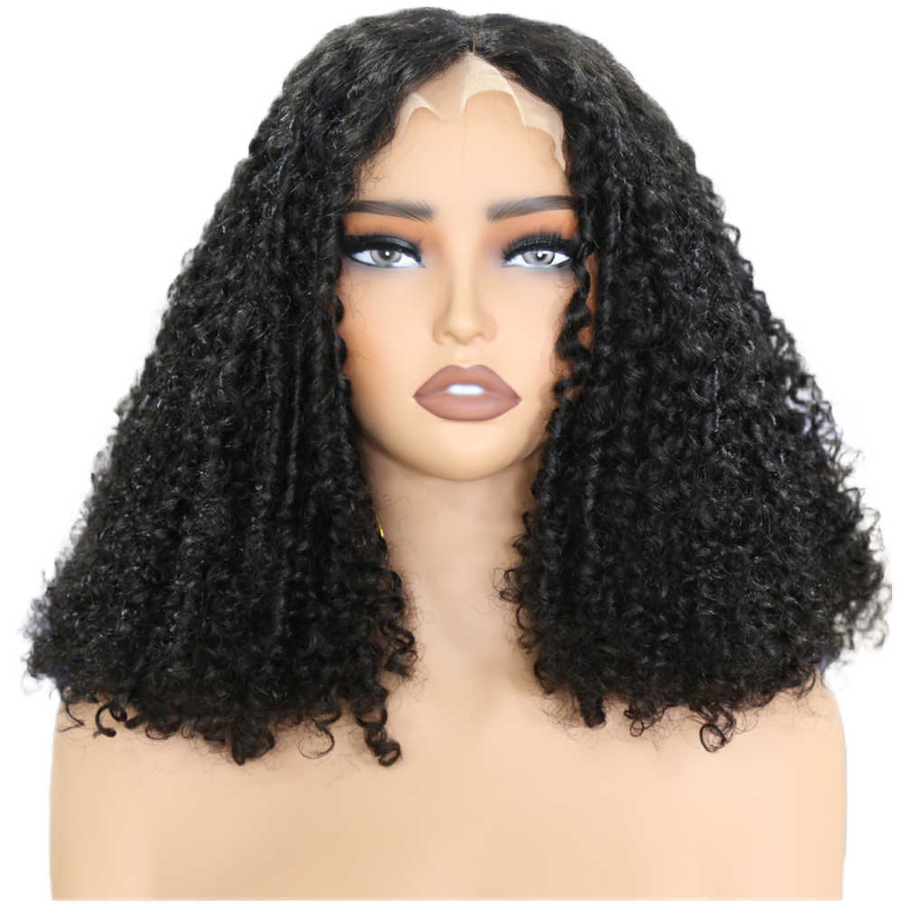 High Density Pixie Curl Soft Long 4X4 Lace Wig Natural Color Lace Front Wig for Women Babyhair Preplucked