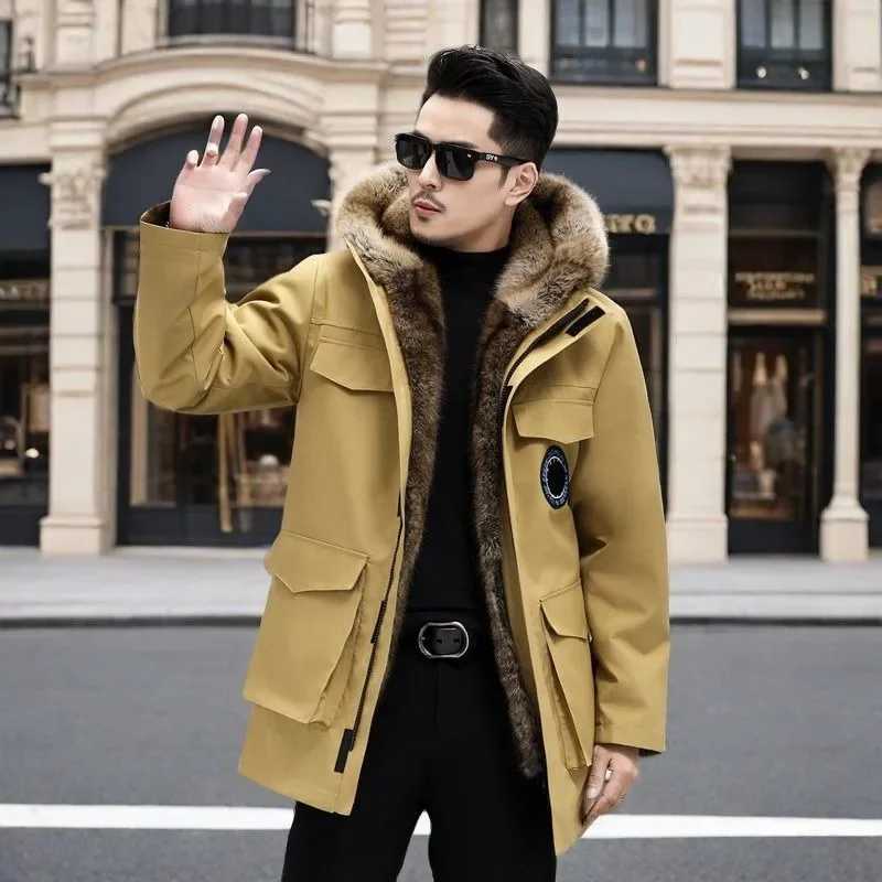 Single piece fur new mens clothing high-quality Parka jacket fur mens clothing mink fur detachable lining thick medium length jacket W241116