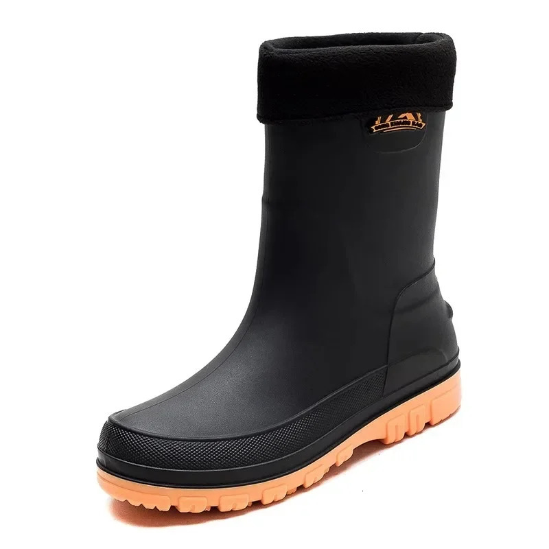 Rain Shoes Mens Nonslip Thicksoled Work Shoes Water Boots Short Rain Boots Fishing Shoes Rubber Shoes Waterproof Shoes 241115