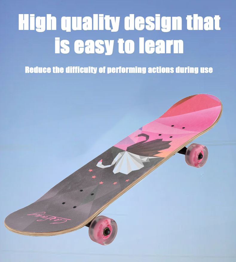 Skateboard rocket board maple wear-resistant thickened board flash PU wheels aluminium bracket adult children short board mixed colours