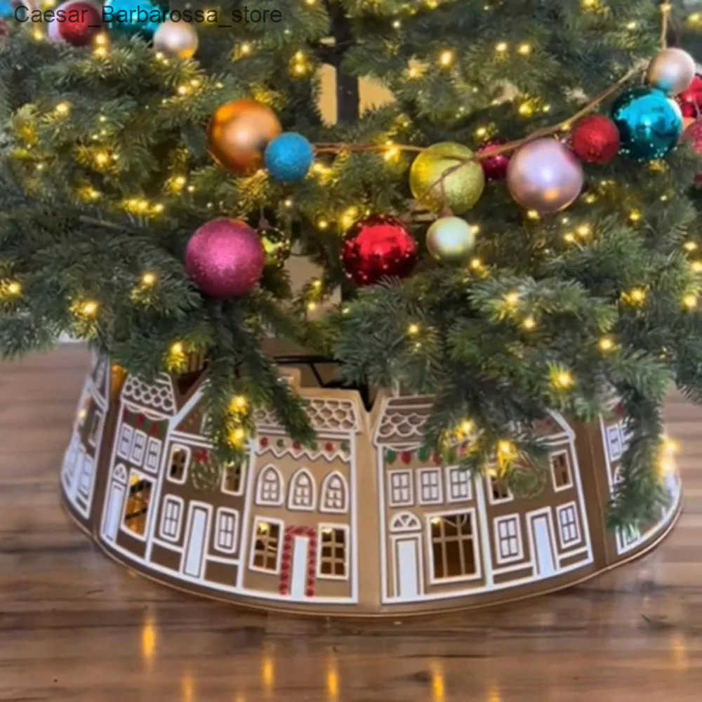Christmas Decorations Christmas tree collar basket non-woven fabric house design decorated with light tree rings powered by 26/28 inch batteries J2411