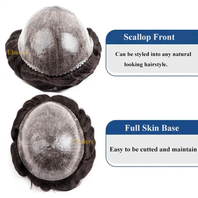 Sale--Male Hair Prosthesis 0.12-0.14mm Injection Skin Toupee Men Wig 6 Mens capillary prothesis Wigs For Man 100% Human Hair 241115