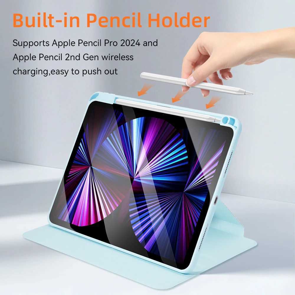 High Quality 360 rotating iPad case suitable for 2024 Air M2 Pro M4 iPad 10.9 Mini 6 10.2 7/8/9/10 10th generation Pro 11 12.9 tablet cover O241115