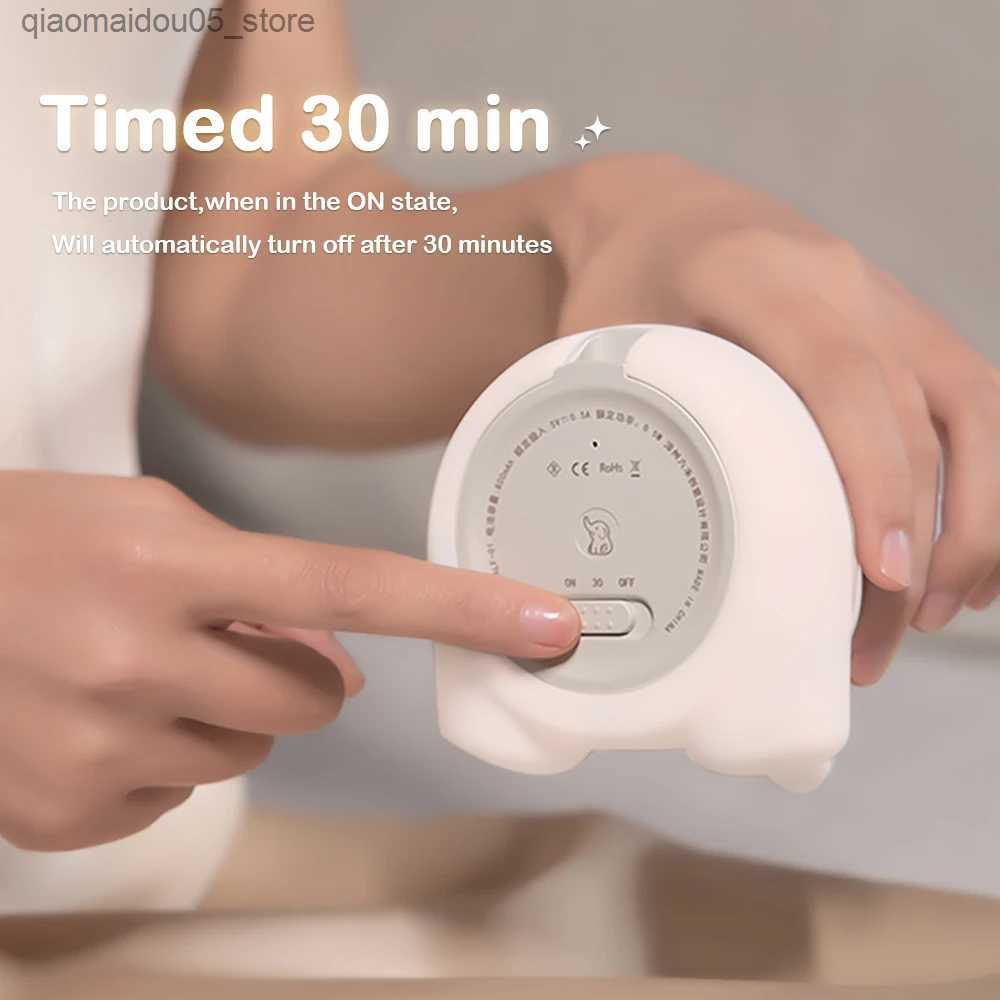 Lamps Shades Cute Elephant Night Light Soft Silicone LED Light with Dimmable USB Charging Timer Sleep Light Used for Bedroom Decoration Q240416