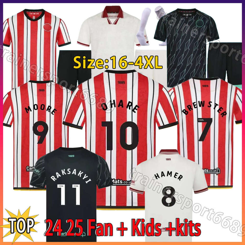 XXXL 4XL 24 25 Sheffield soccer jerseys 2024 2025 men kids set football shirts BREWSTER OHARE Sheffield united football kit top uniforms sets home away third Kids Kit