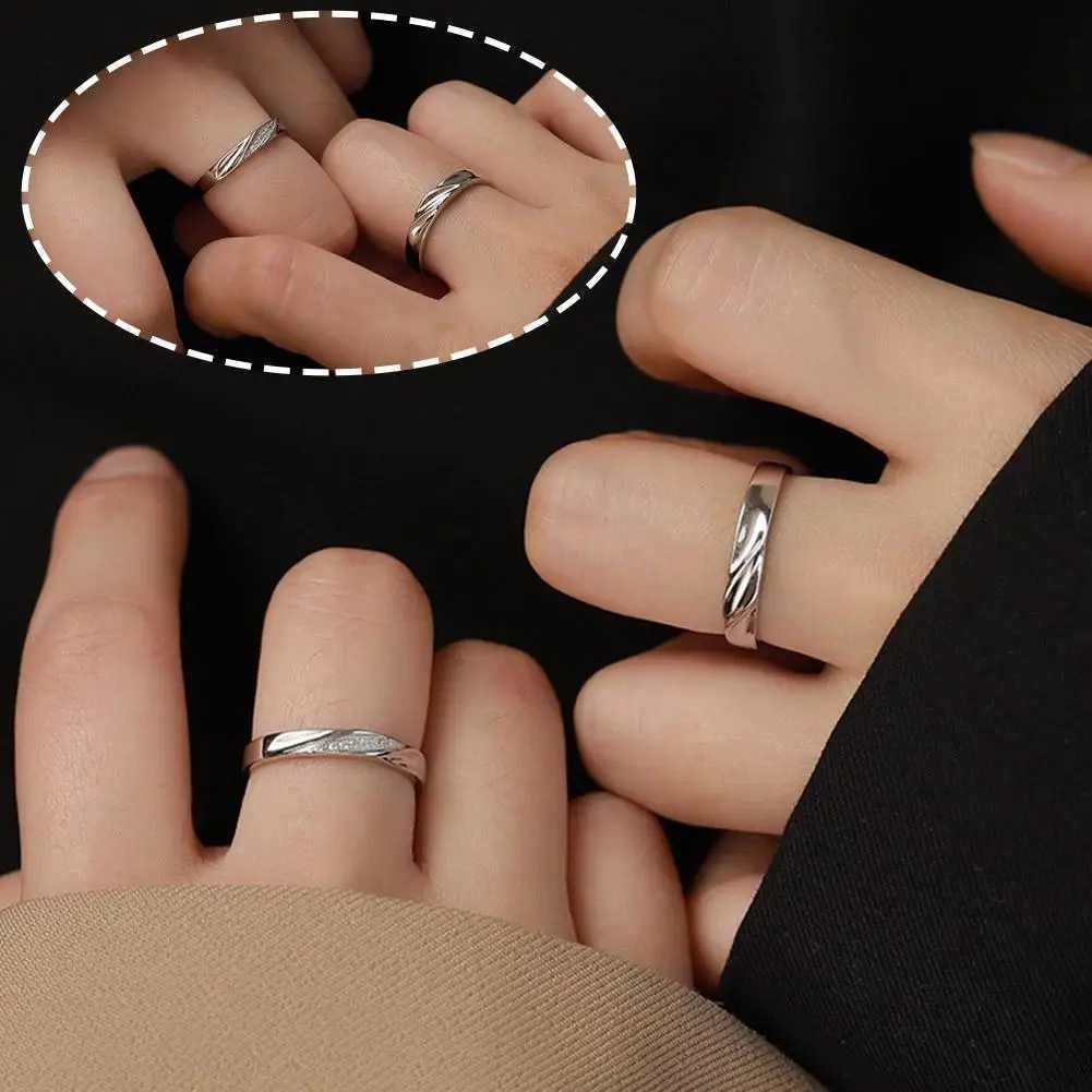 2Pcs Couple Rings For Lovers Stainless Steel Wedding Set Women Love Jewelry Silver Color Valentines Day Anniversary Gifts W250207