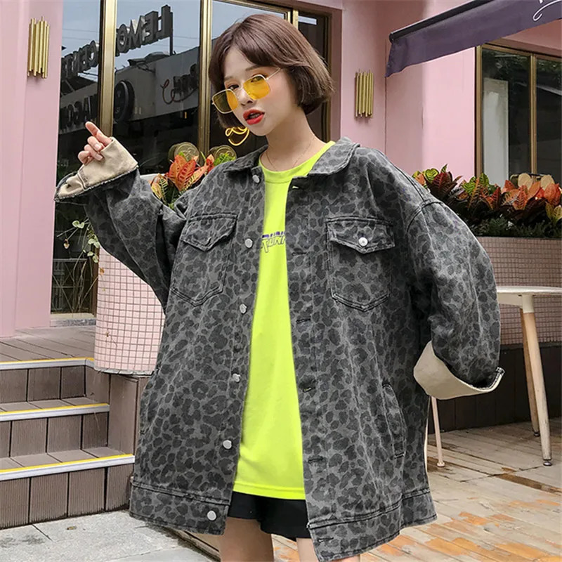 Camouflage Retro Denim Single breasted Jacket Womens Leopard Print Jacket Waiver wq974 dropship 241115