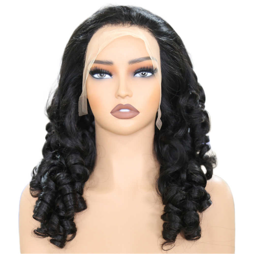 High Quality Glueless HD Lace Front Wig Short Kinky Curls Bouncy Egg Curly Swiss Lace Frontal Human Hair Wig Super Double Drawn