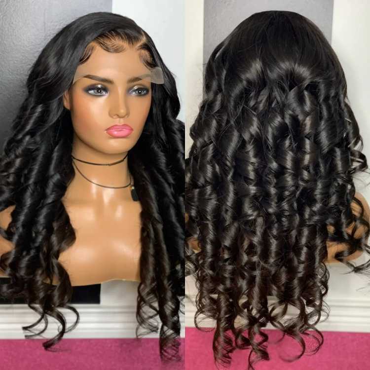 High Quality Glueless HD Lace Front Wig Short Kinky Curls Bouncy Egg Curly Swiss Lace Frontal Human Hair Wig Super Double Drawn