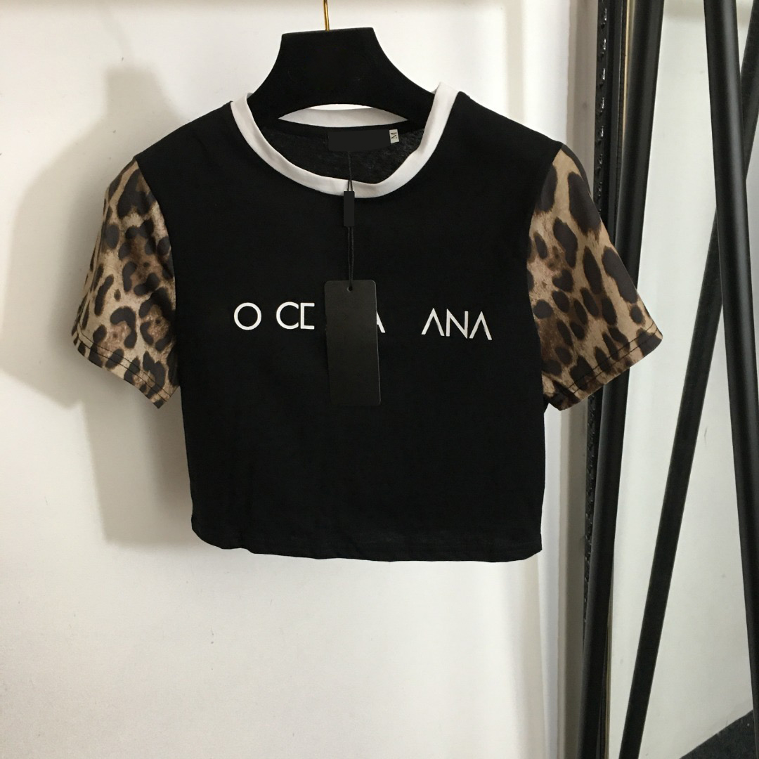 2024 Designers T-shirts Fashion T Shirts Mens Women New leopard-print short sleeve patchwork Letter Shirt print short crop T-shirt white Black ladies crod cc top SMLXL