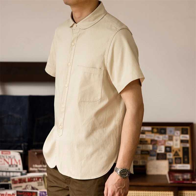Men's Casual Shirts Red Tornado Eton Collar Short-Sleeve Shirt Semi-Formal Dress For Men 240416
