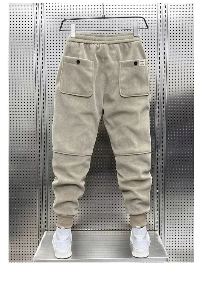 Fashion Wool Sports Pants Loose Harem Mens Elastic Waist AutumnWinter Casual Jogger Corduroy 241115