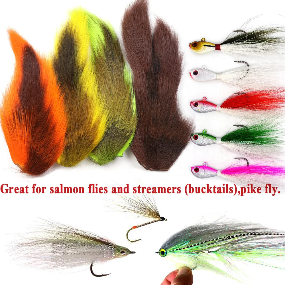 Vtwins Fly Tying Fur Whole Dyed Deer Tail Hair Fur Bucktail Jigs Fly Tying Saltwater Flies Dry for Fly Tying Bucktail Materials 241116