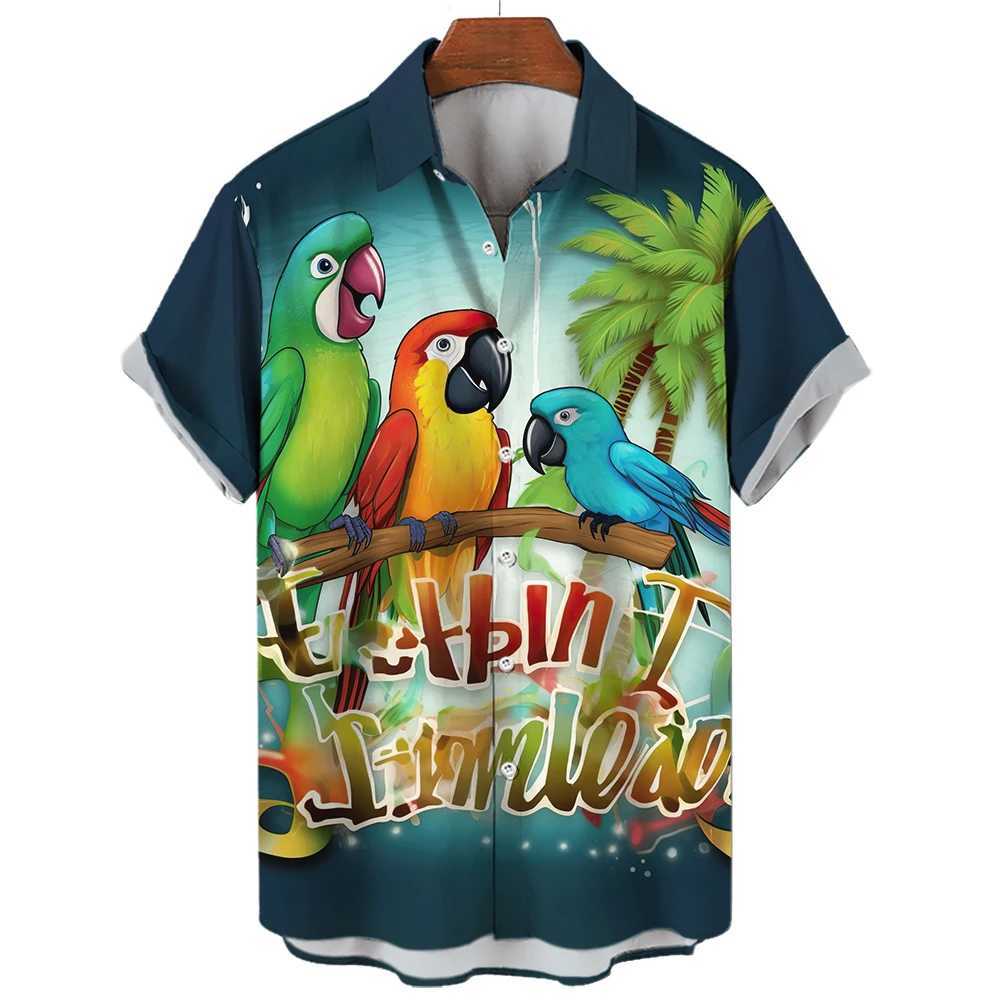 Men's Casual Shirts Summer Shirt Hawaiian For Men Beach Vacation Short Sleeve Tops Mens Blouse Fashion Camisas De Hombre Clothing XL 240416