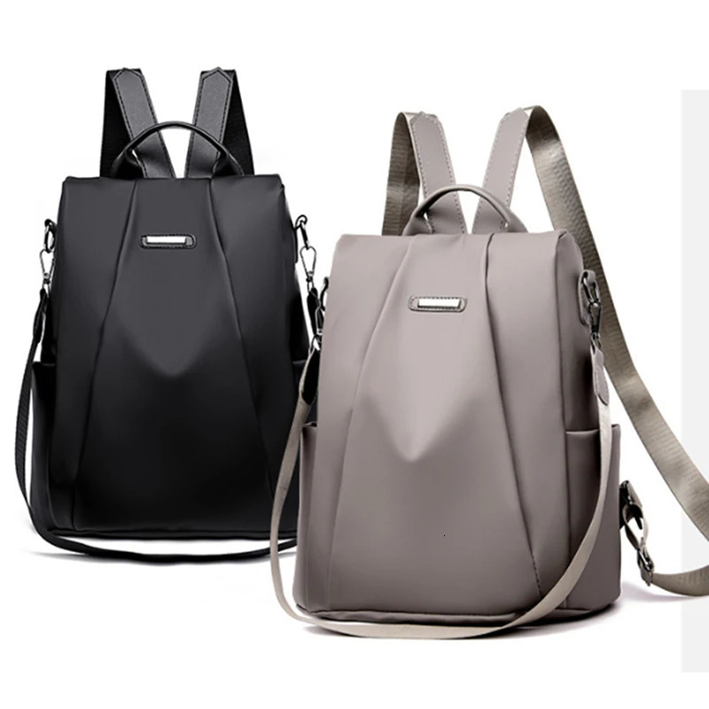 Womens Multifunction Backpack Casual Nylon Solid Color School Bag For Girls Fashion Detachable Strap Travel Shoulder Bag 241115
