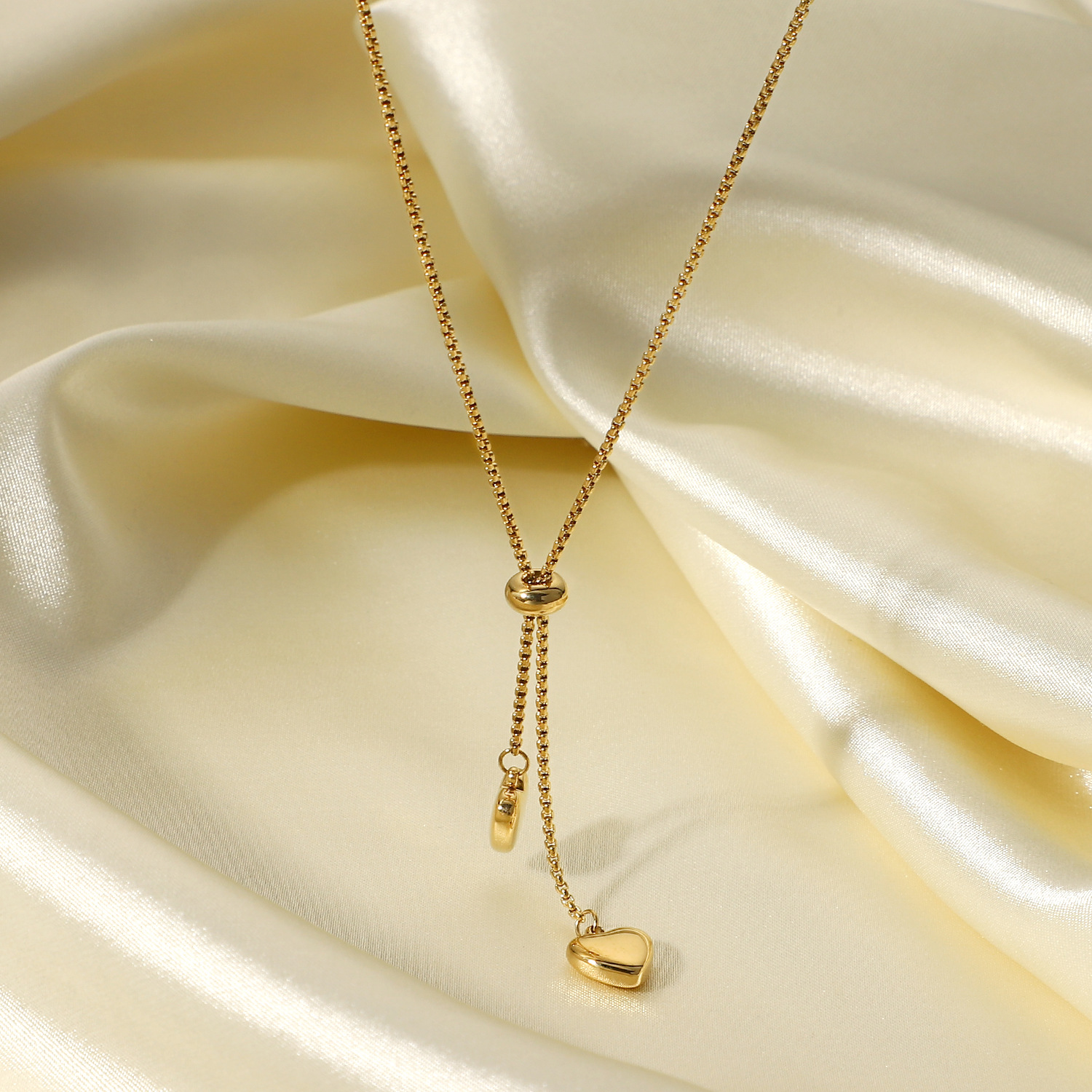 Designer Trendy Titanium Steel Necklace for Women Plated with 14K Gold Y-shaped Rope Chain Two Love Pendant Necklaces Free Shipping Wholesale