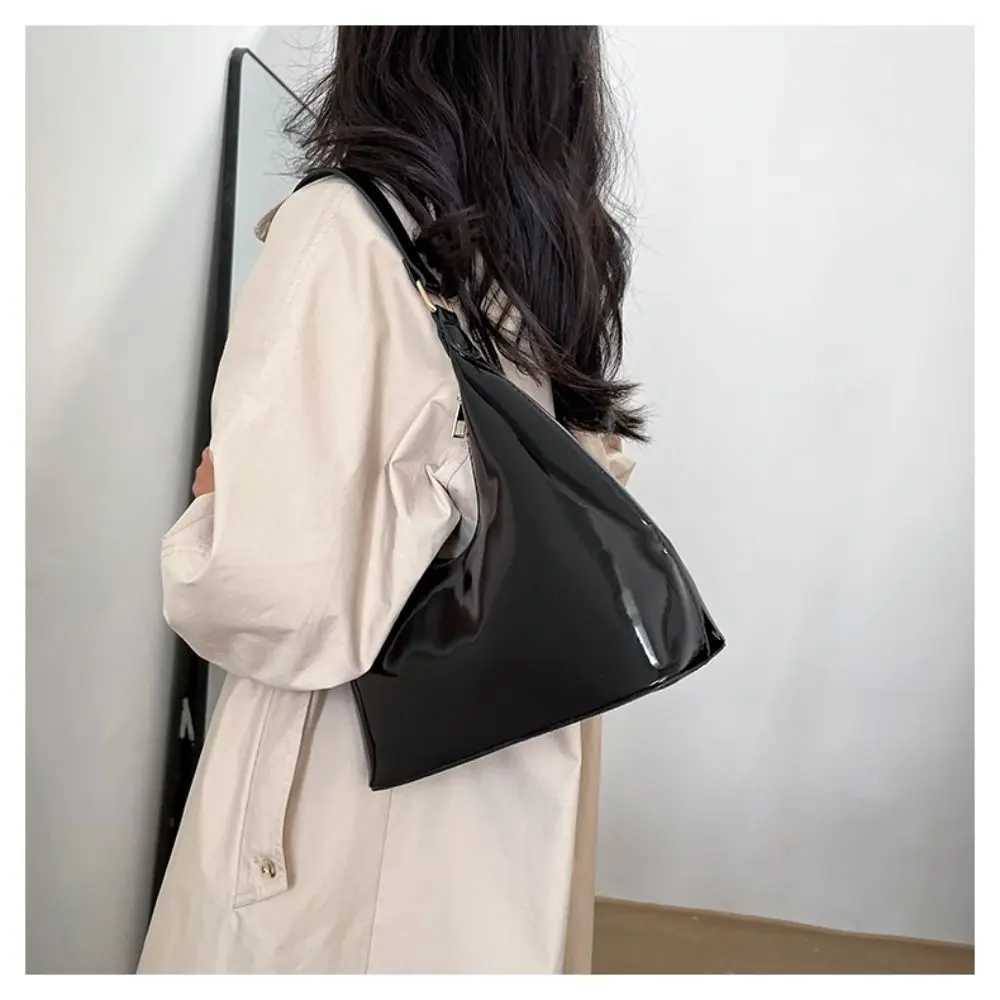 Glossy Shoulder Bag Fashion PU Leather Solid Messenger Bag Purse Women Shoulder Bag Messenger Bag Handbag Y250603