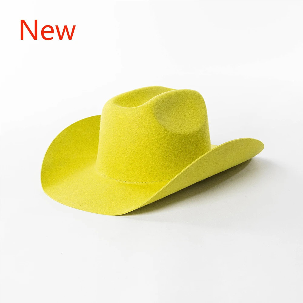 Cowboy hat autumn and winter wool cowboy hat jazz hat European and American fashion casual rolled edge wool felt cowboy hat 241116
