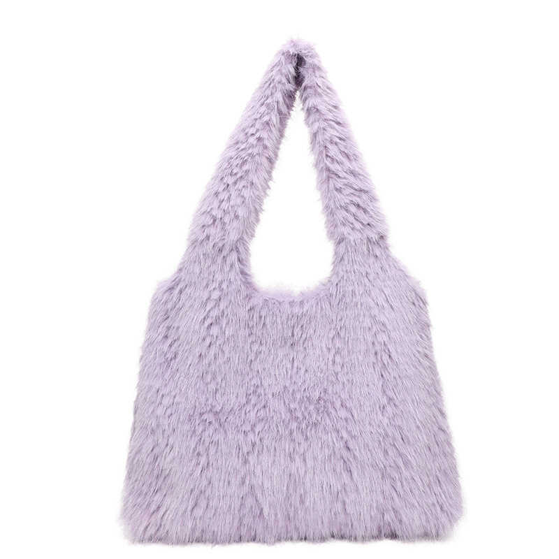 Korean Version Plush Shoulder Bag Autumn Winter Large Capacity Shopping Bags Texture Handbag Casual Tote Bag Versatile Commuting Fringe Bag 241104
