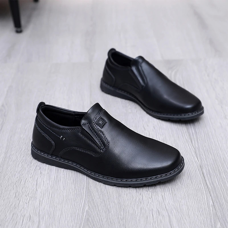 Childrens school black leather shoes denim single shoes spring and summer style breathable British soft boy baby 241115