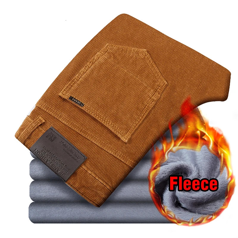 4 colors of winter mens warm casual pants classic style wool thickened Corduroy Business Trouser clothing 241115