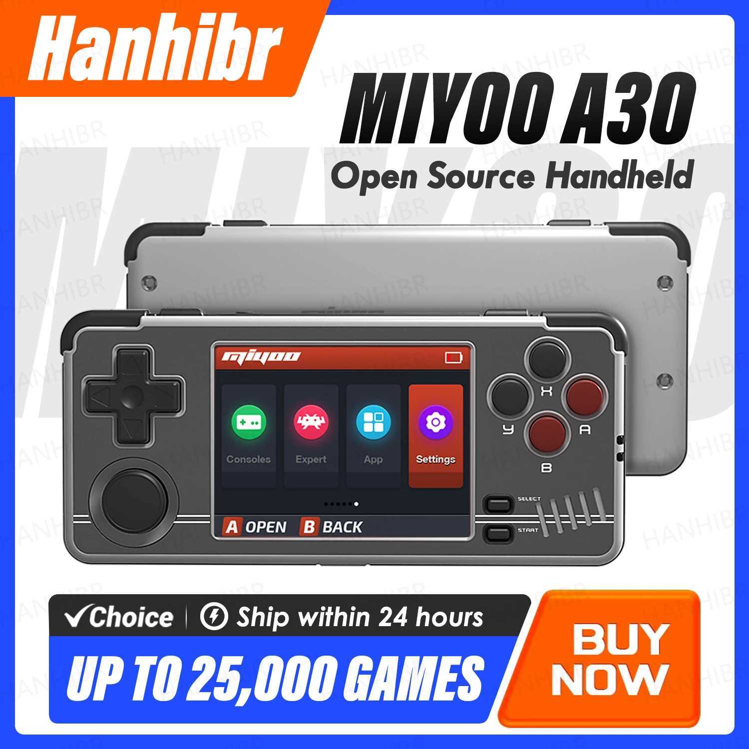 MIYOO A30 Handheld Game Console 2.8-inch IPS Sn Linux System Horizontal Retro Email Video Console Vibration Motor Childrens Gift Y241115