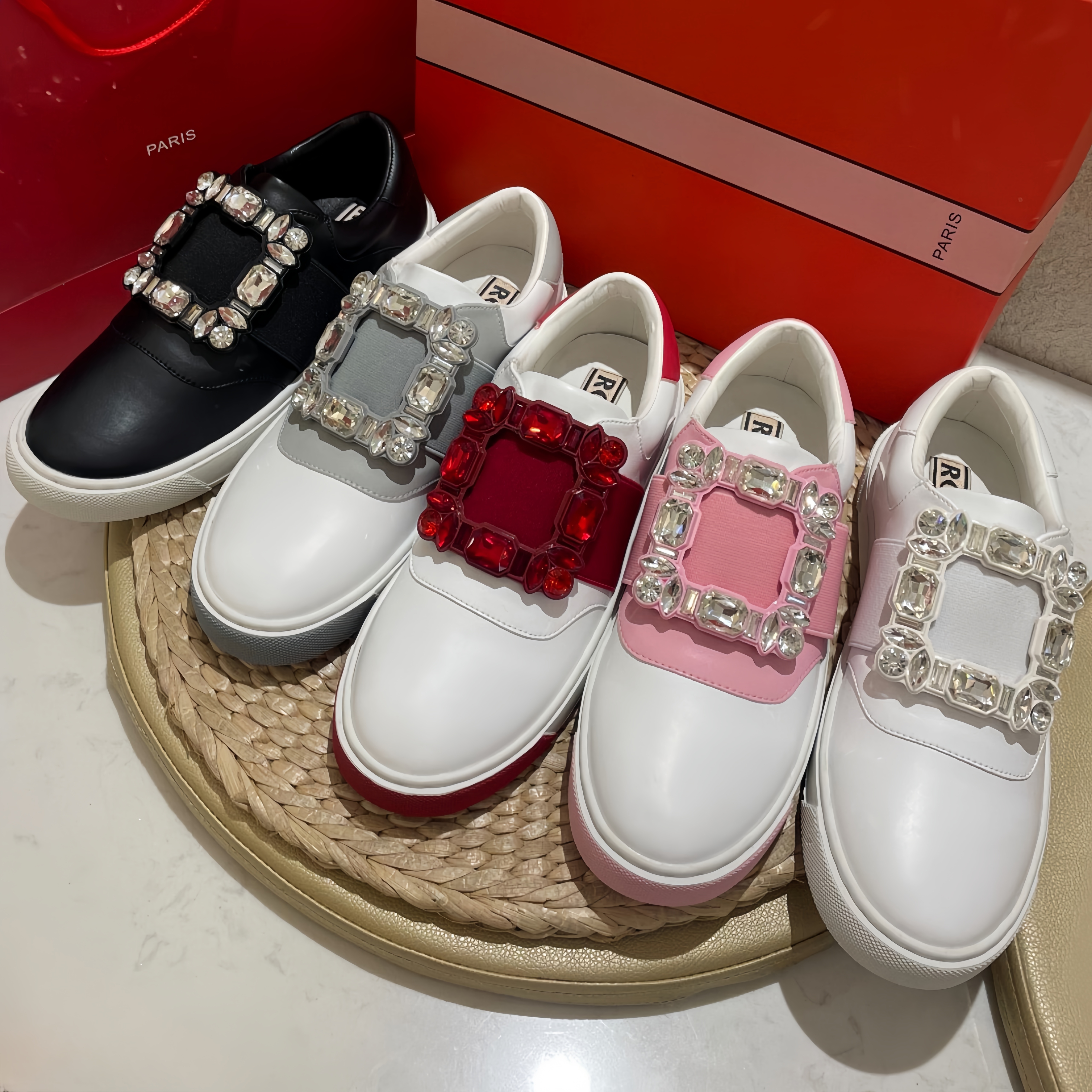 Designer Womens Viv' Run Sneakers in fabric Platform shoes Bekett Ankle Fashion sneaker woman Very Vivier Mules in leather vivier shoe Casual suede Loafers size35-41