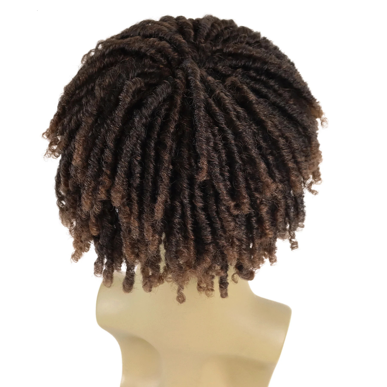 GNIMEGIL Synthetic Short Afro Twist Hair Braided Half Wig for Black Men Clip in Toupee Hairpieces Dreadlocks Male Wig Rock Party 241115