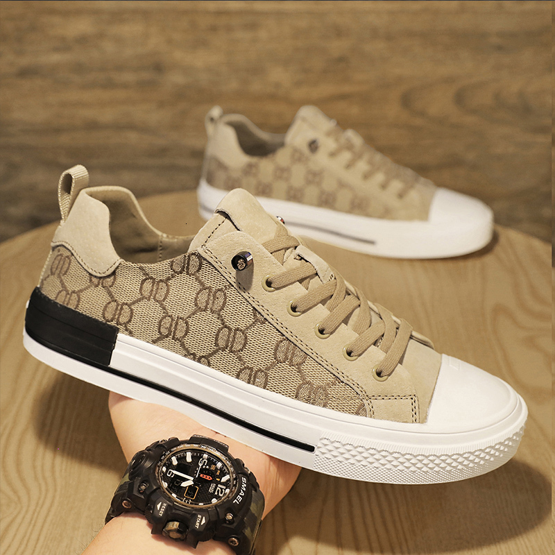 2024 Original Brand Khaki Men's Casual Sneakers Low-cut Flat Skateboarding For Men Comfortable Breathable Canvas Shoes Man