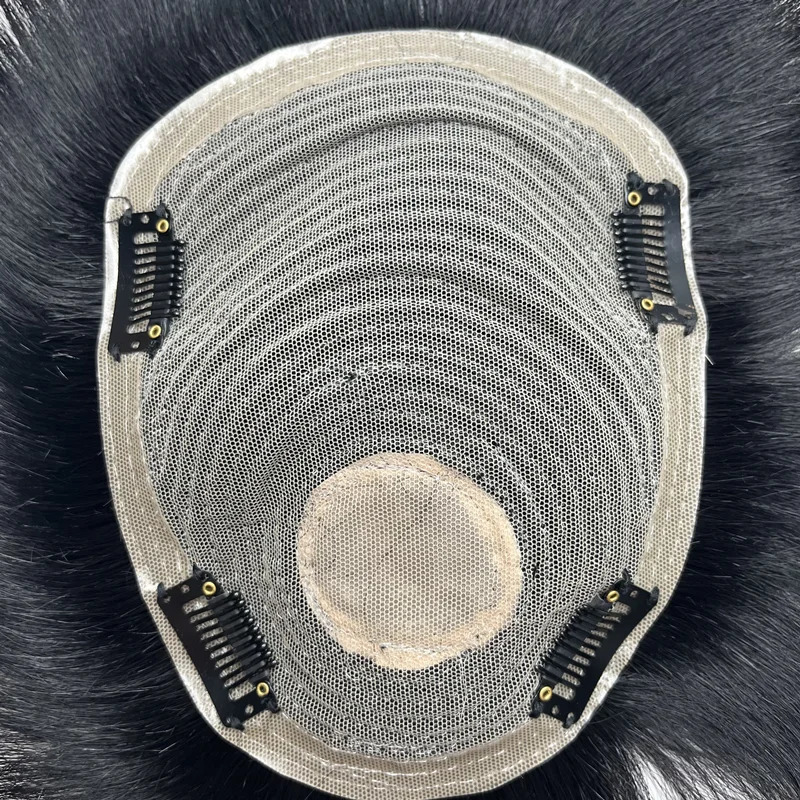 Male Hair Prosthesis Natural Black Human Hair Complement Mens Replacement Wigs Short Hair Toupee with 4 Clips For Men Baldness 241115