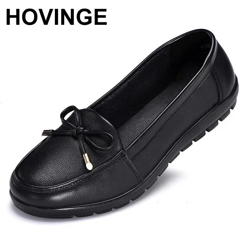 HovingeGenuine genuine leather womens cushioned shoes slip onto comfortable apartment mom womens shoes womens spring womens shoes Plus size 34-43 2411