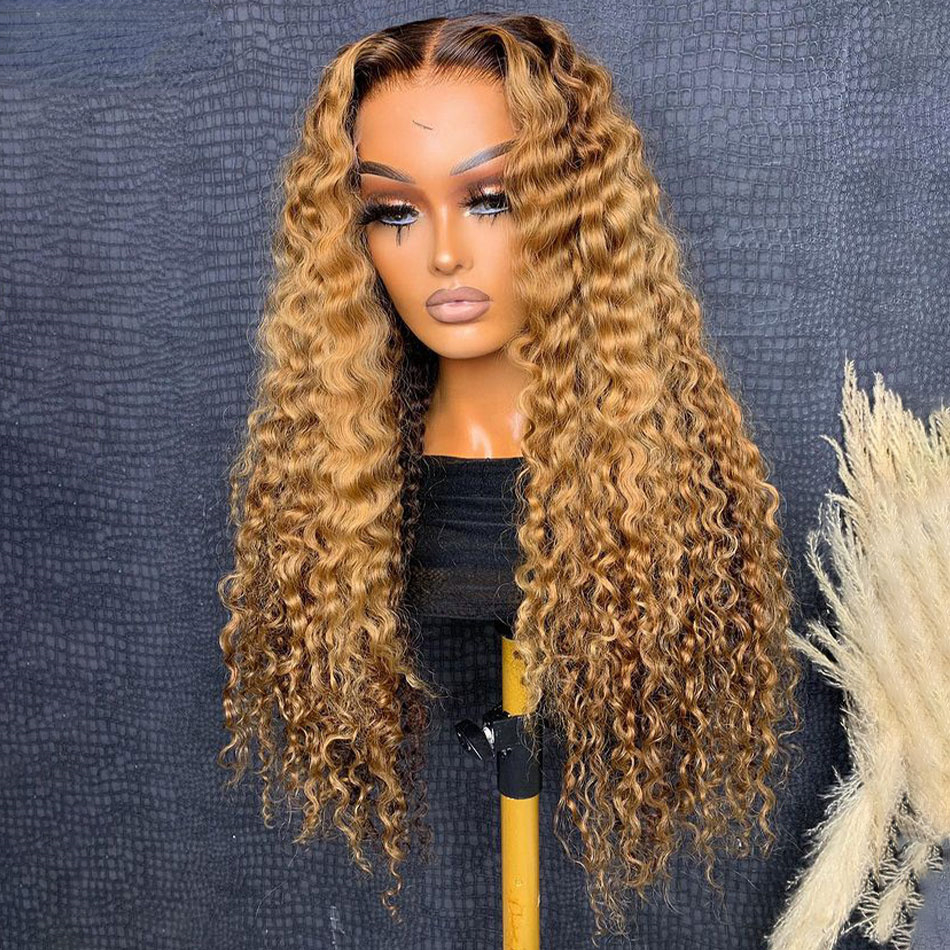 Free shipping Brazilian Deep Wave Curly Full Front Wig 13X4 Light Ash Blonde Transparent HD Silation Human Hair Lace Frontal Wigs for Women Qearl