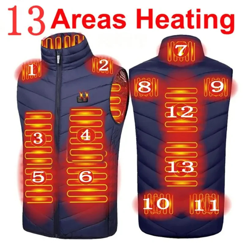 Womens USB infrared 17 zone vest jacket womens winter electric vest belt sports hiking oversized 5XL 241111