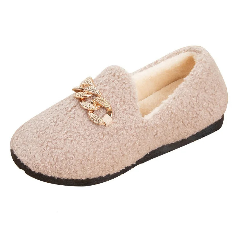 Womens Slippers Warm Short Plush Lining House Shoes Moccassins Slip on Fashion Lady Flats Loafers Non Slip 2023 241115