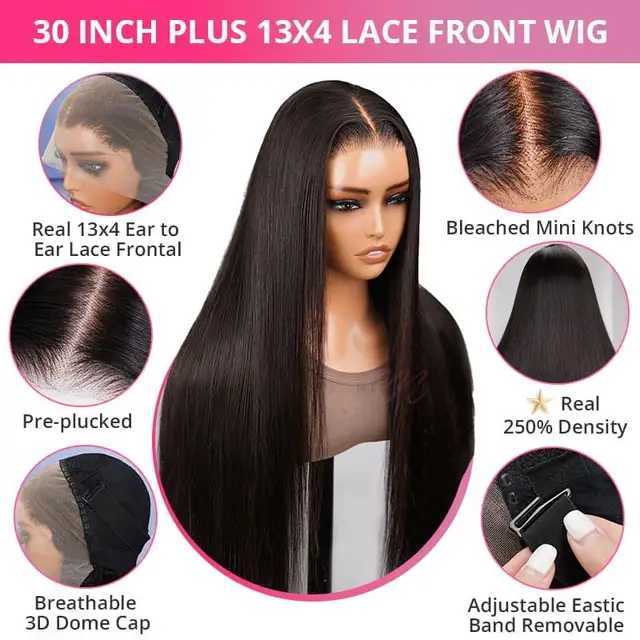 13x6 Raw Indian Lace Frontal Human Hair Wig Glueless HD Full Lace Frontal Wigs Brazilian Straight Curly Wig For Black Women