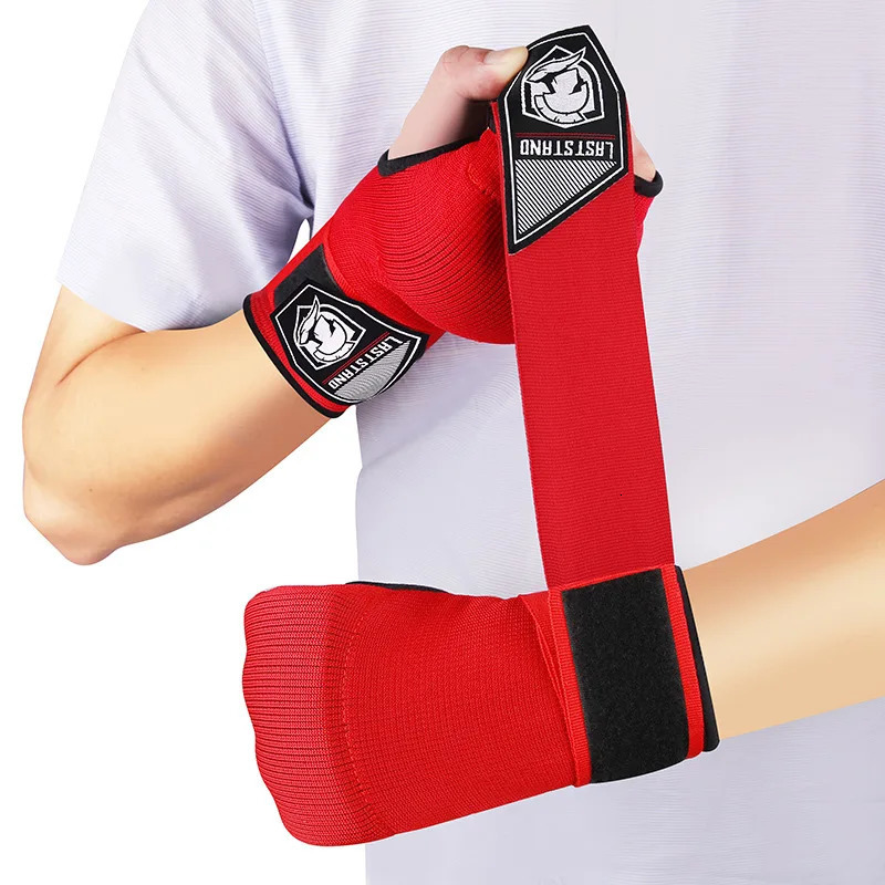 Free Size Padded MMA Boxing Muay Thai Training Gloves Open Fingers Fast Wrapping Bandages Wraps Kickboxing Sanda Martial Arts EO 241116