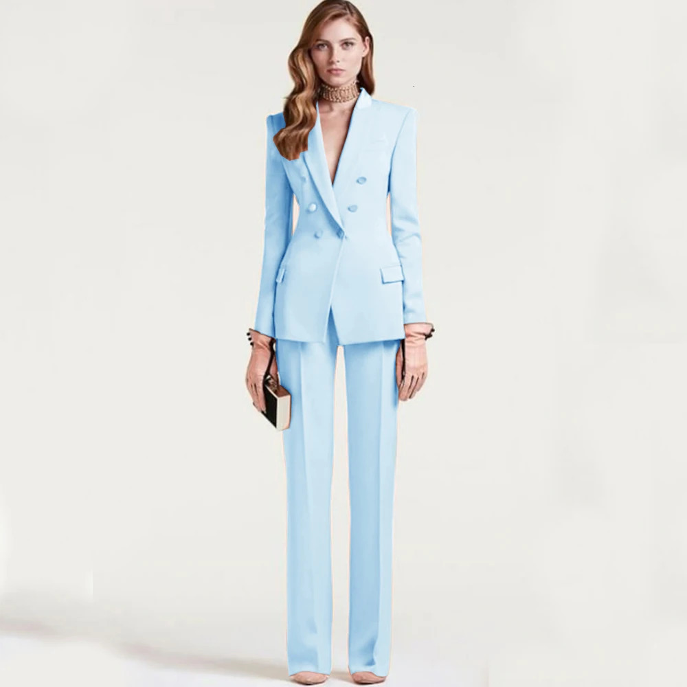 Double Breasted Set Woman 2 Pieces Pants and Top Shawl Collar Fashion Temperament Womens Suit Traf Elegant Suits for Women Sets 241115