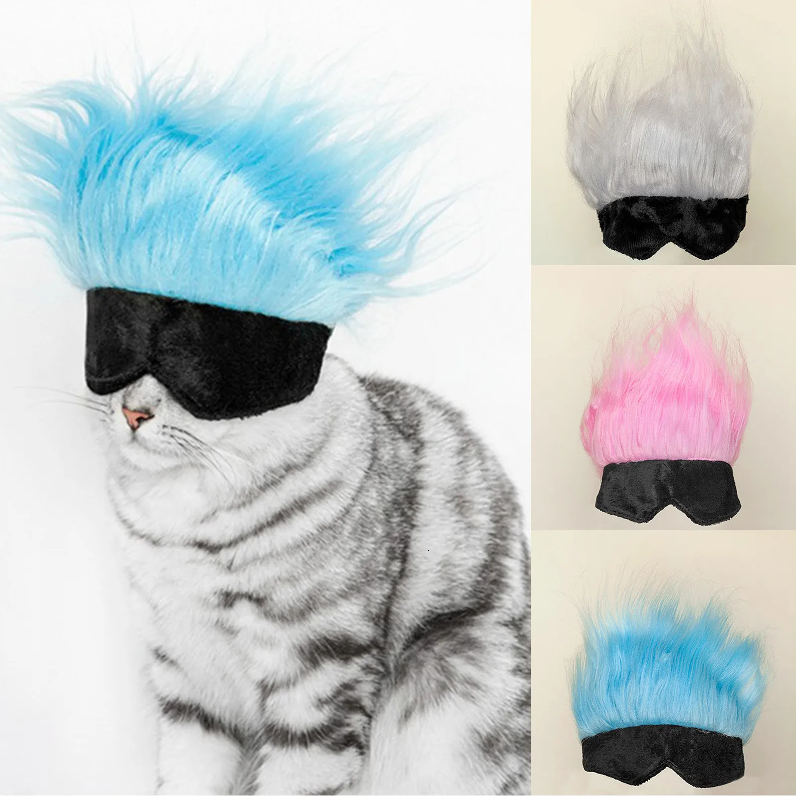 Cool Pet Wigs Cosplay Props Funny Dogs Cats Pets Clothes Cap Costume Cosplay Cat Dog Hat Party Supplies Halloowen Christmas 241212