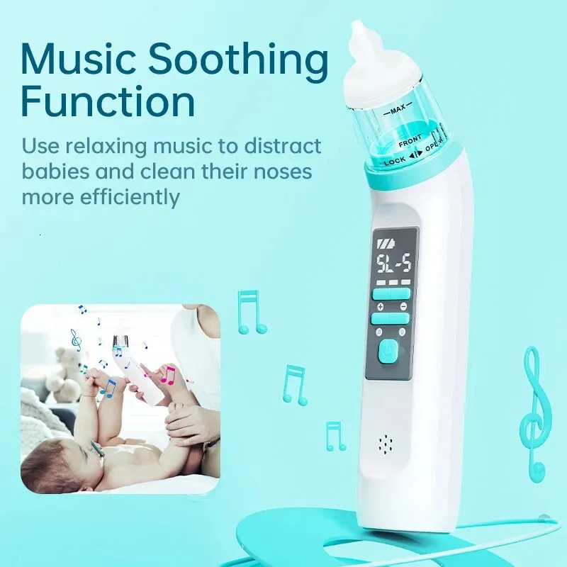 Baby Electric Nasal Absorber Nose 5 Levels Adjustable Silicone Silent Cleaner Obstruction Rhinitis Child Suction Aspirator Tool 240407