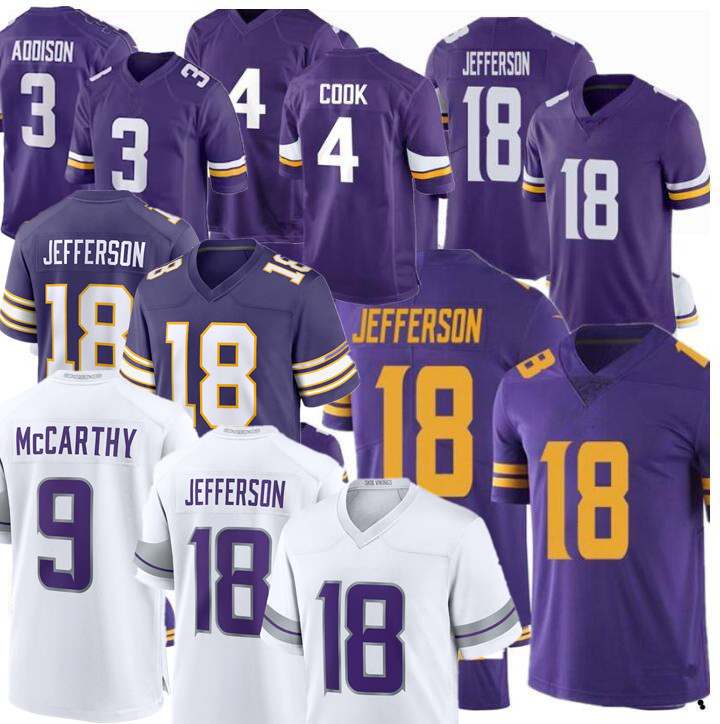 Vikings Jersey J.J. McCarthy Aaron Jones Justin Jefferson T.J. Hockenson 3 Addison Andrew Van Ginkel Camryn Bynum Harrison Smith Sam Darnold 15 Turner Football Jerseys