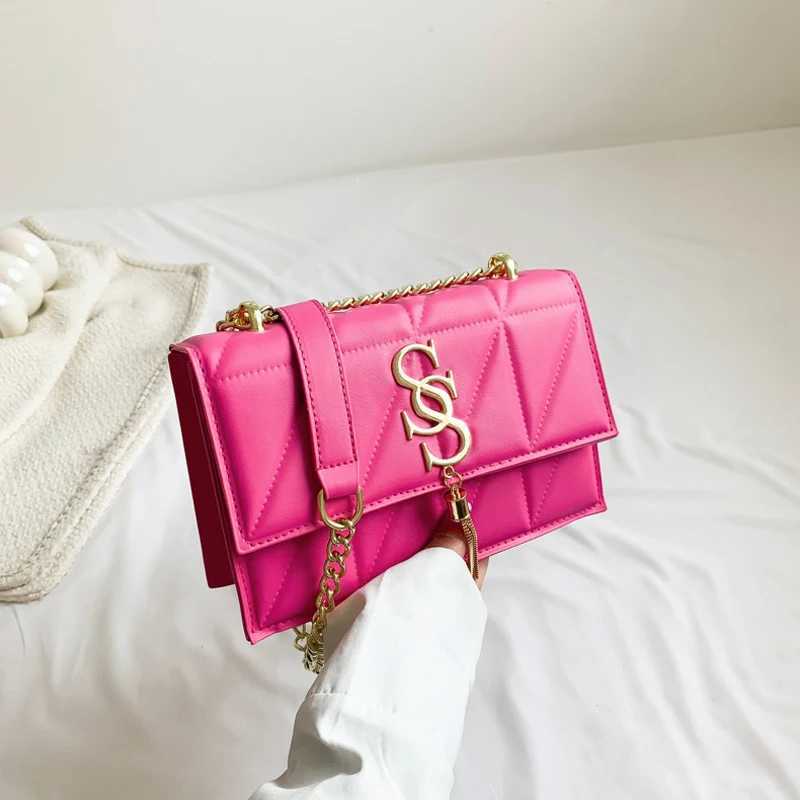 2024 New Wen Shoder BagsPurple Plaid Stihing Crossbody BagMetal Tassel Ornament Small Square Bag Handbags For Wen Z241115