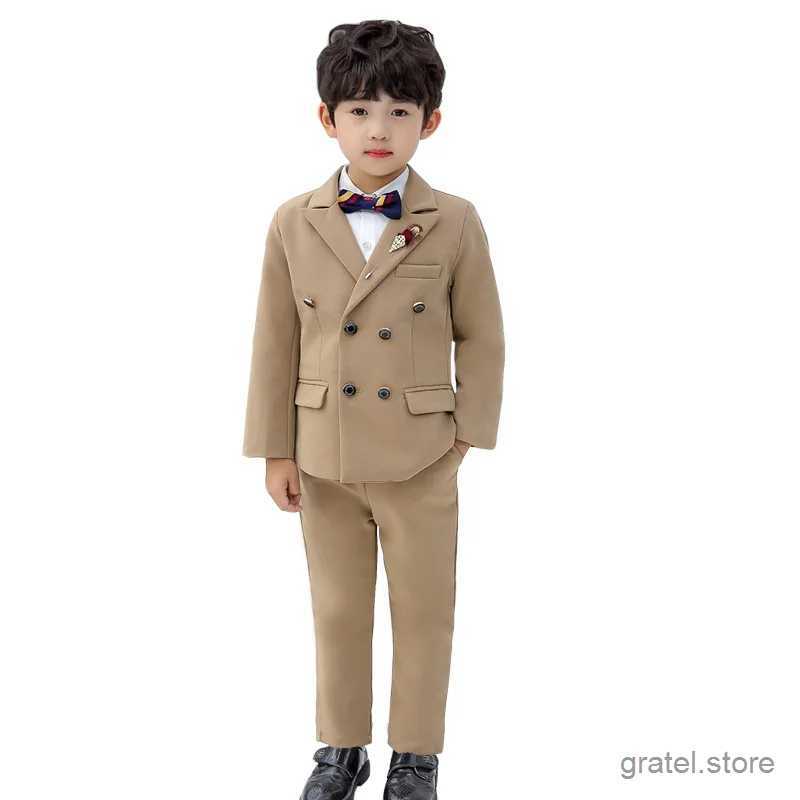 Suits Boys 3Colors Jacket Pants 2Pcs Clothing Set Kids Formal Wedding Suit Gentleman Children School Performance Graduation Dress